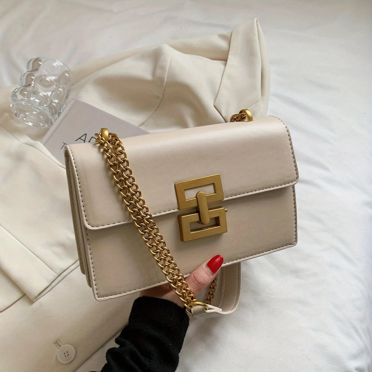 Bolsa Feminina Minimalista Square Crossbody PU Leather Premium