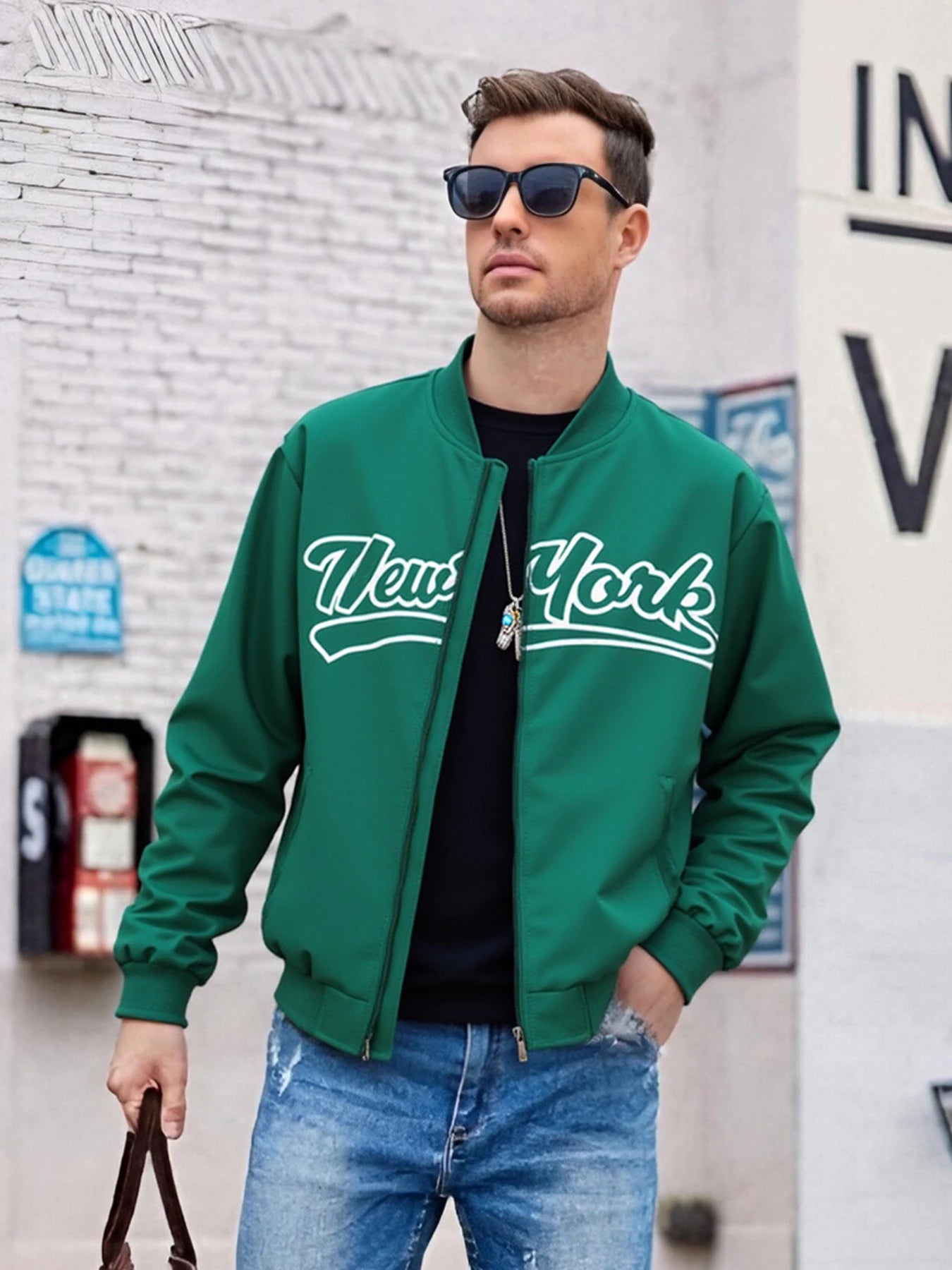 Jaqueta Masculina Casual Baseball Slim Corta Vento