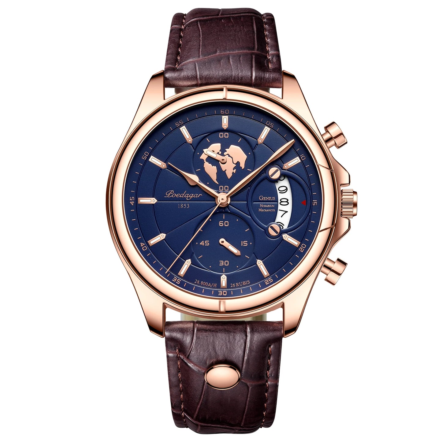 Relógio Masculino POEDAGAR Chronograph Premium em Couro
