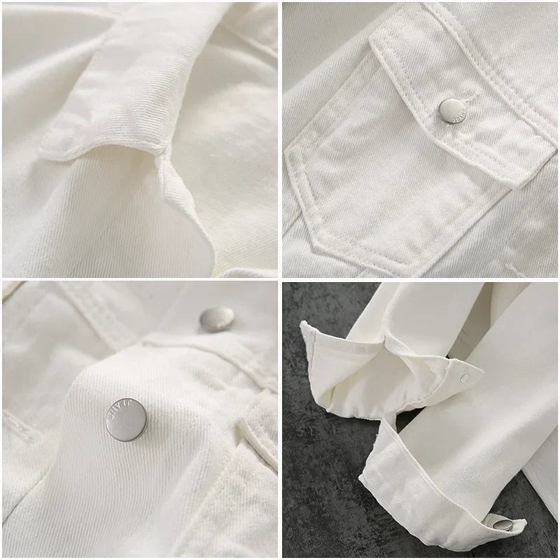 Jaqueta Jeans Feminina Branca Minimalista Premium