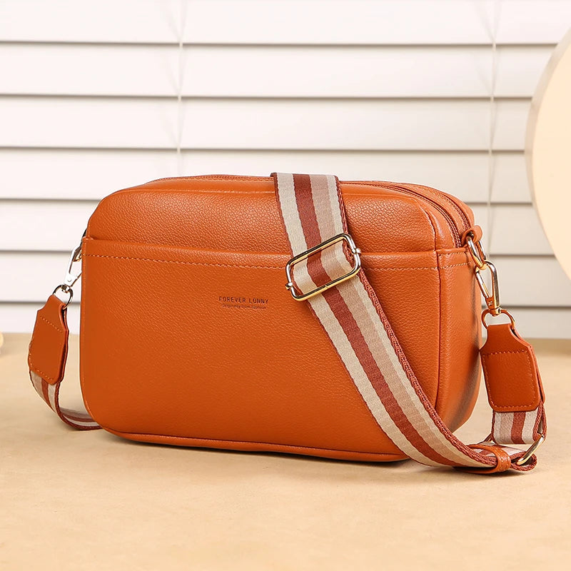 Bolsa Feminina Crossbody Multi Zíper PU Leather Premium Fashion