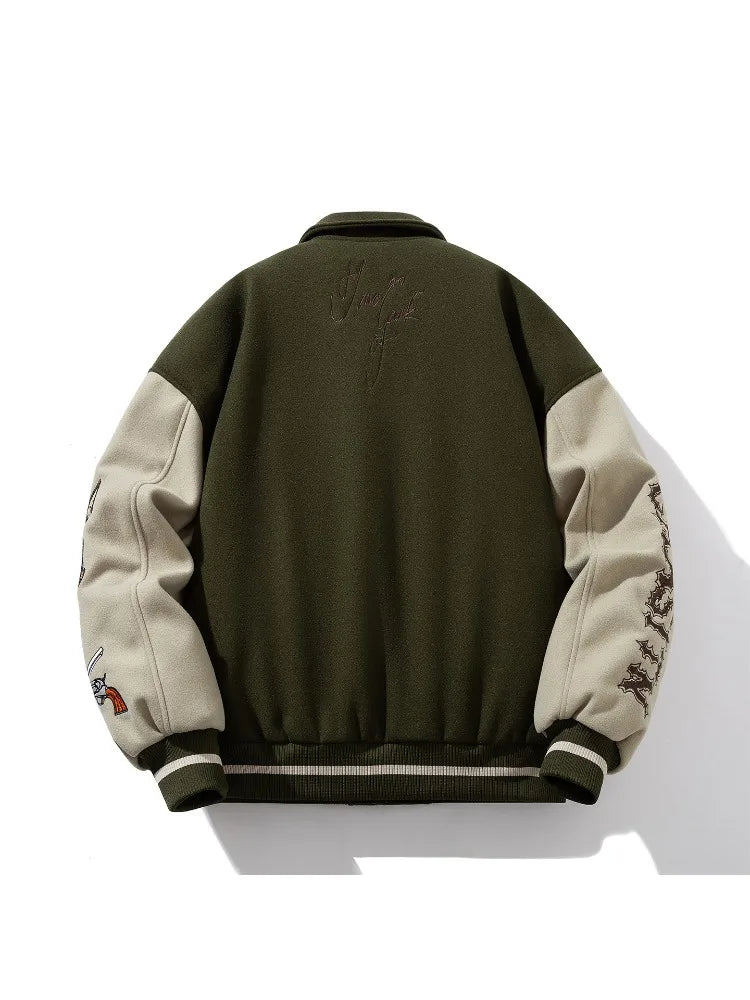 Jaqueta Varsity Premium Masculina Bordada Streetwear