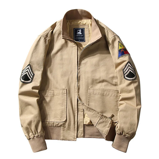 Jaqueta Militar Masculina Bomber Vintage Cáqui