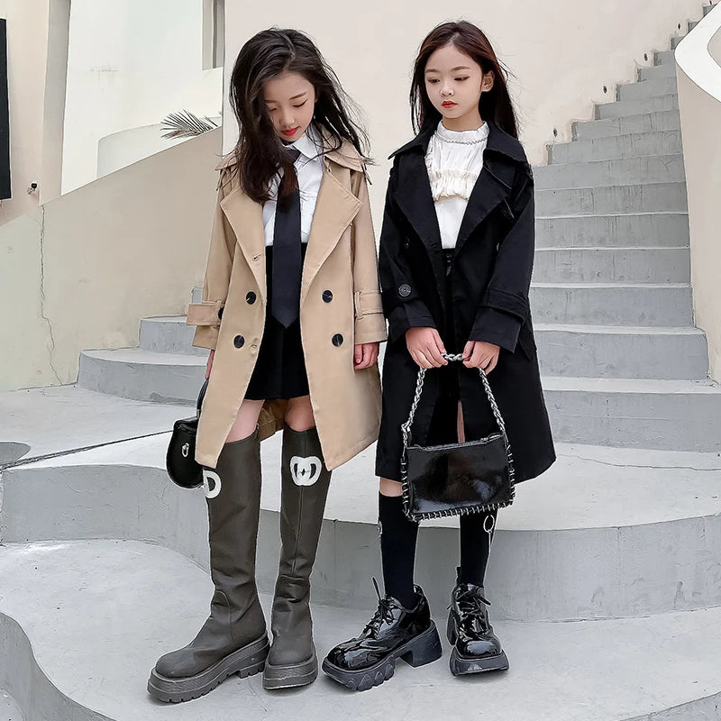 Trench Coat Infantil Feminino Coreano Premium