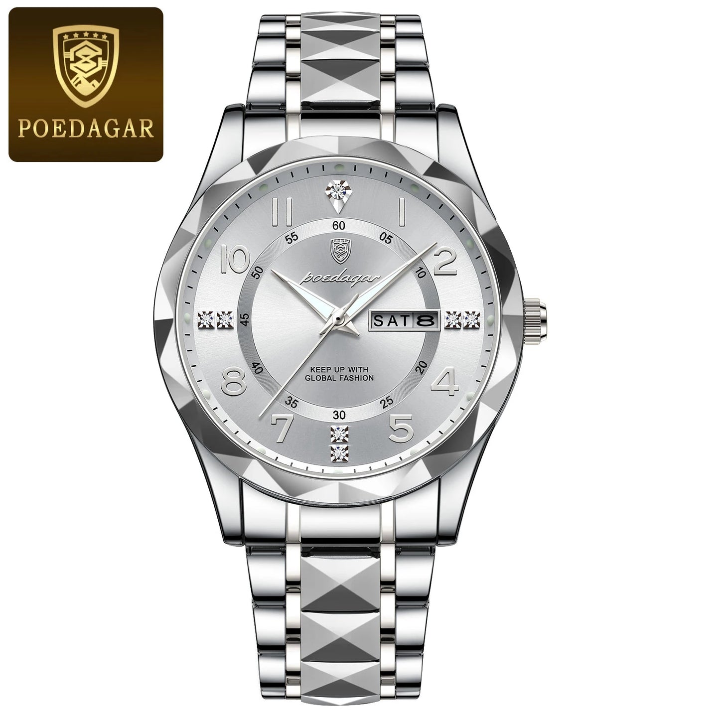 Relógio Masculino POEDAGAR Premium Luxury Sport em Aço Inoxidável