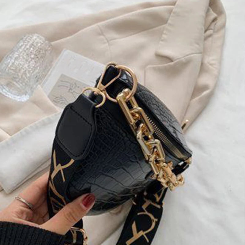 Pochete Feminina Croco Premium Waist Bag Casual Luxury Fashion
