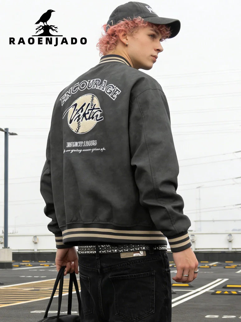 Jaqueta Varsity Masculina em Couro Streetwear Premium