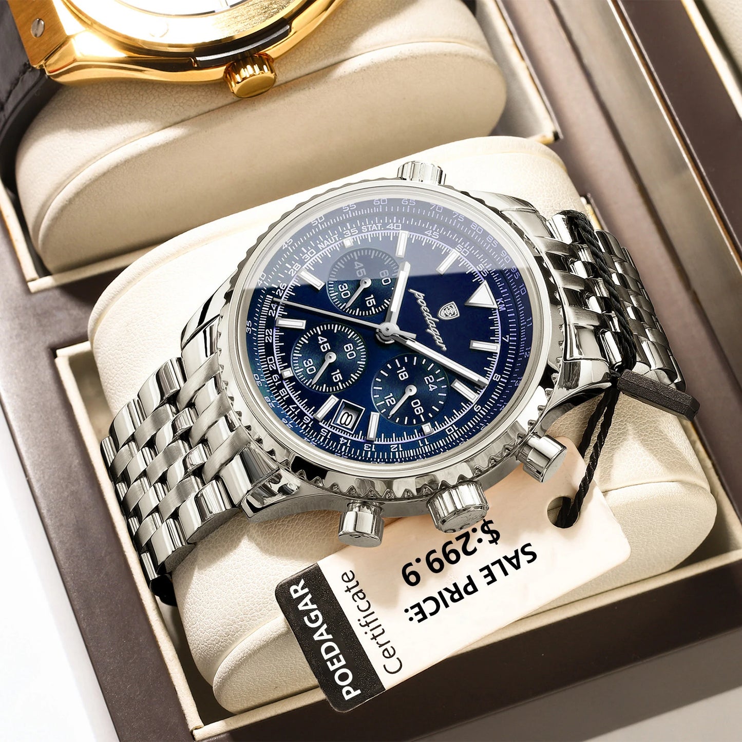 Relógio Masculino POEDAGAR Military Luxury Chronograph Premium