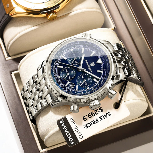 Relógio Masculino POEDAGAR Military Luxury Chronograph Premium