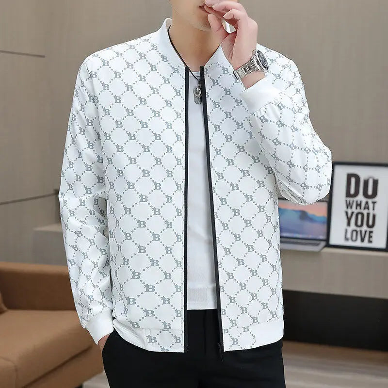 Jaqueta Masculina Casual Slim Fit Gola Alta Corta Vento