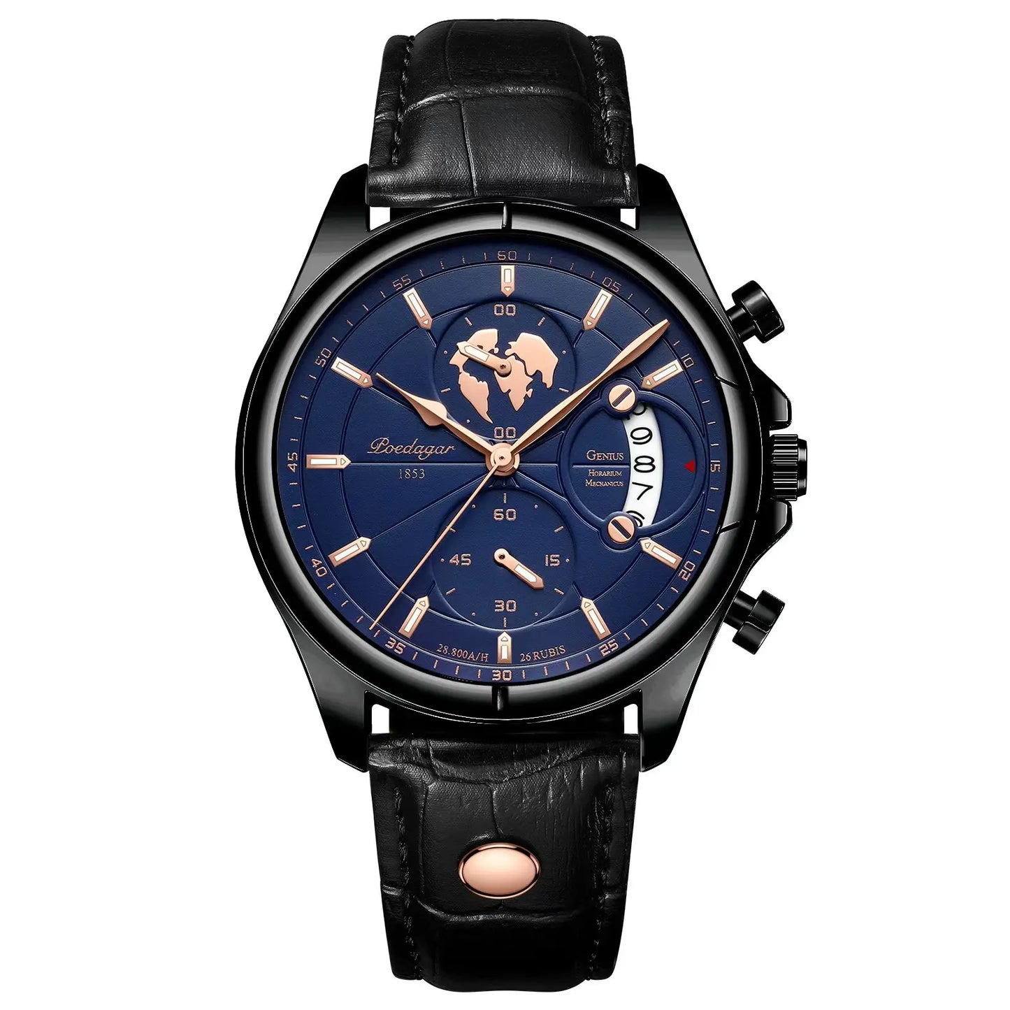 Relógio Masculino POEDAGAR Chronograph Premium em Couro