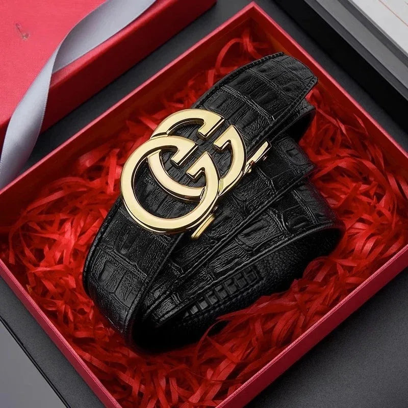 Cinto Masculino Couro Premium Fivela Automática Luxury Business