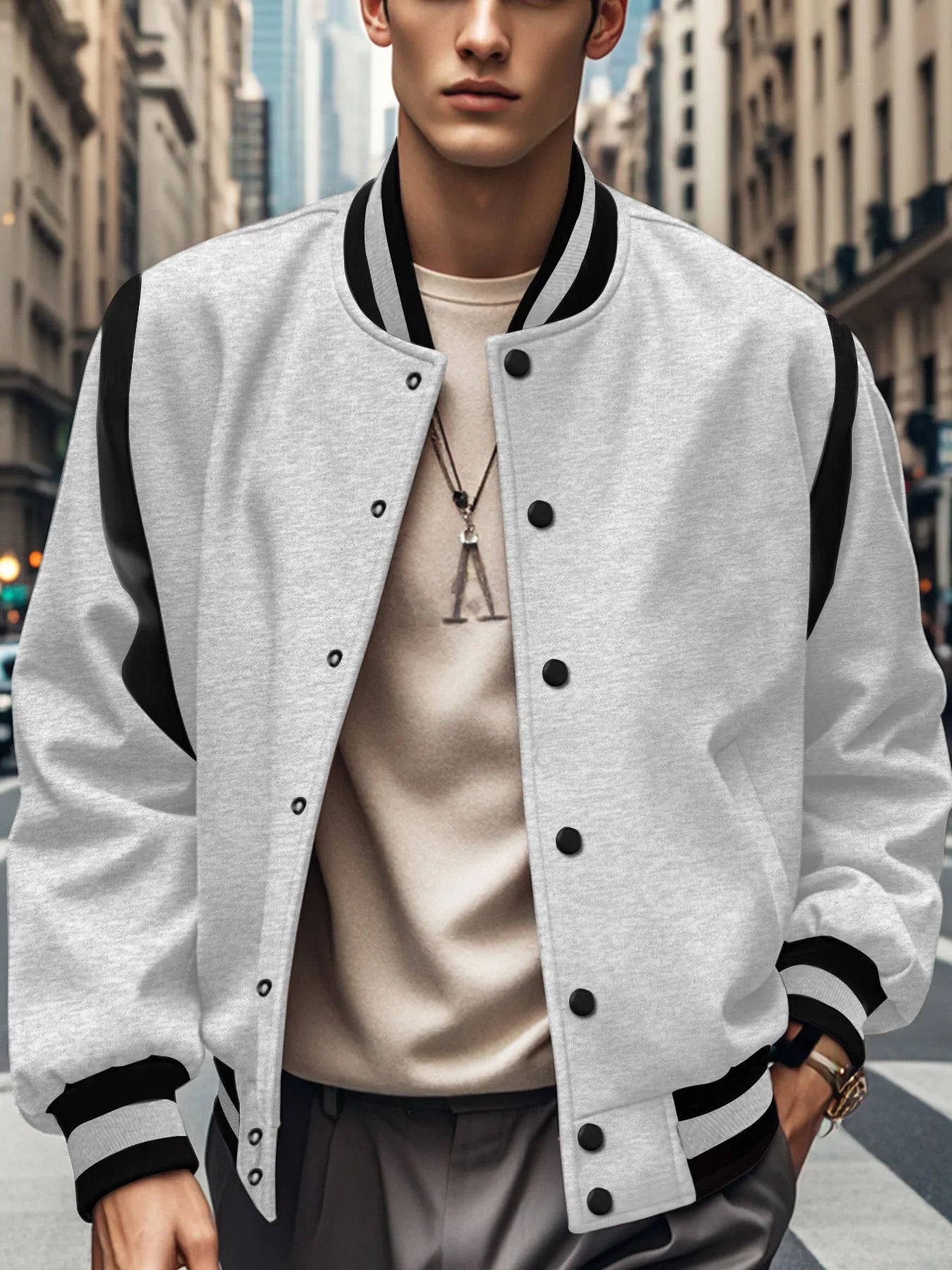 Jaqueta Masculina Baseball Fleece Premium Casual