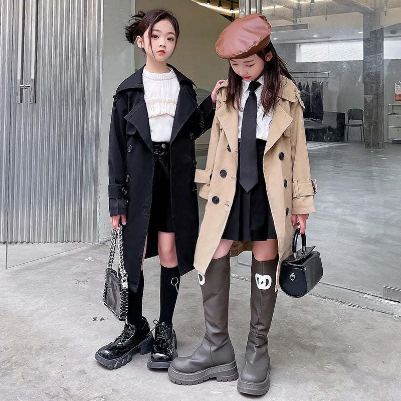 Trench Coat Infantil Feminino Coreano Premium