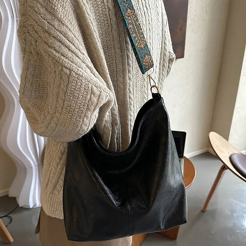 Bolsa Feminina Crossbody Grande Capacidade Retro PU Leather Premium