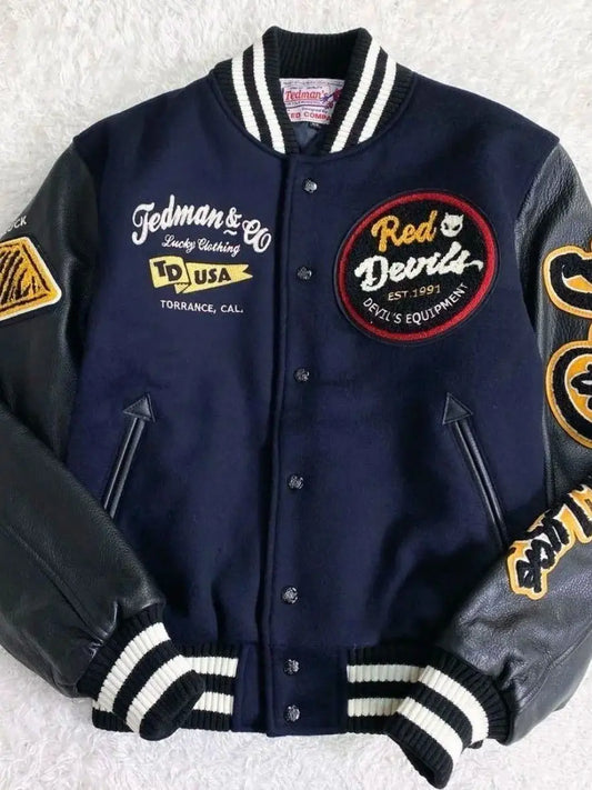 Jaqueta Varsity Masculina Color Block Streetwear