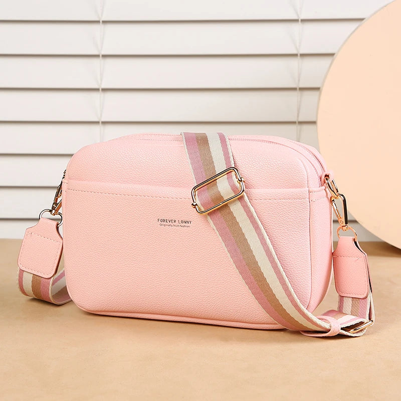 Bolsa Feminina Crossbody Multi Zíper PU Leather Premium Fashion