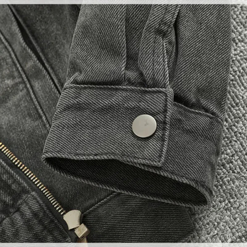 Jaqueta Jeans Masculina Biker Cargo Vintage Premium
