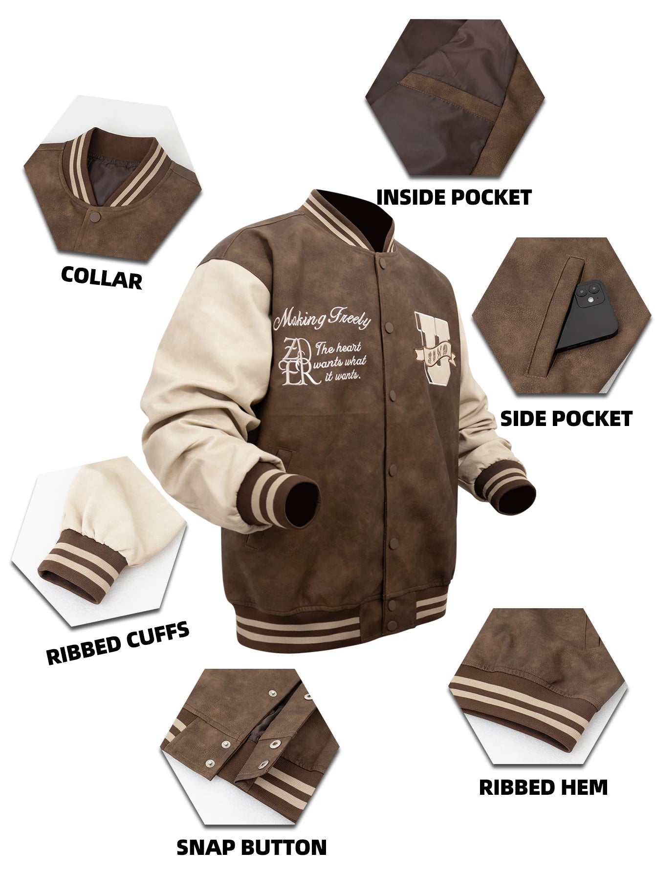 Jaqueta Racing Premium Masculina Varsity Streetwear