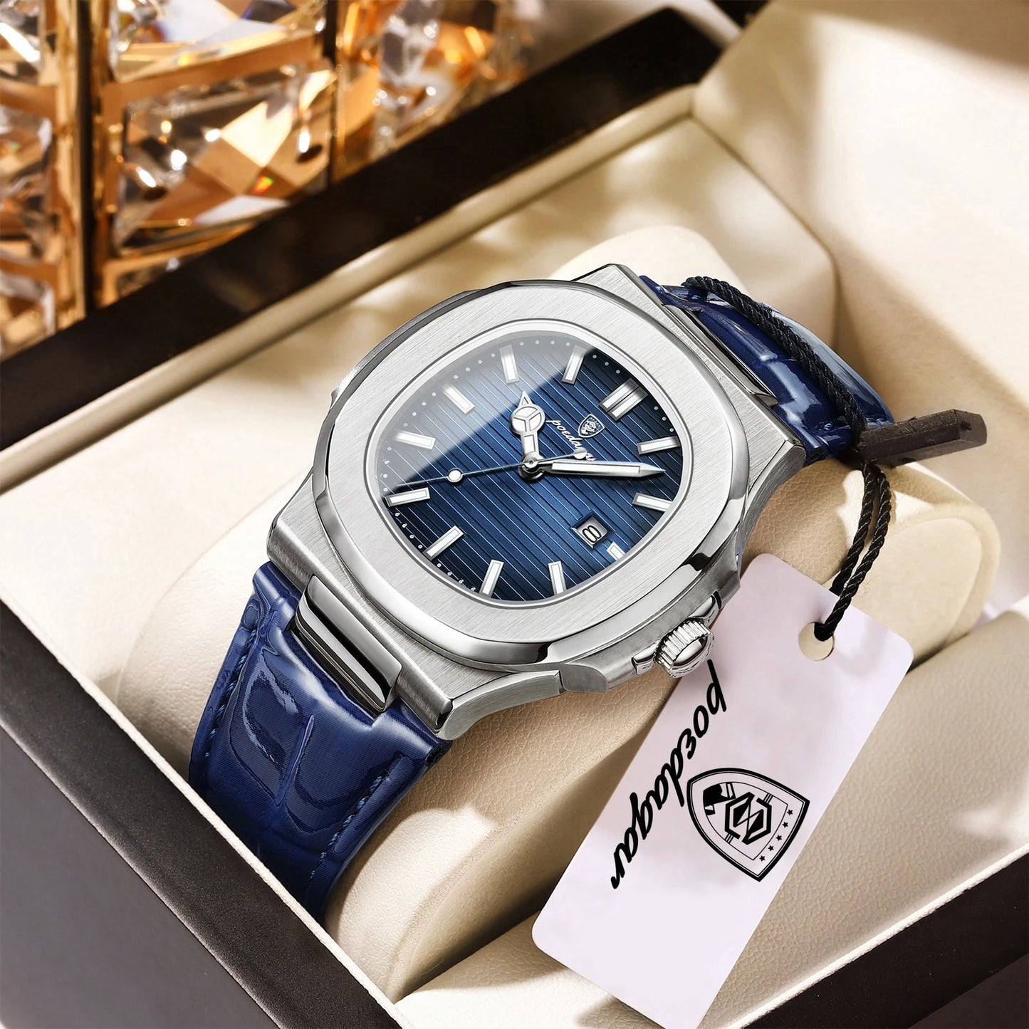Relógio Masculino Premium POEDAGAR Luxo à Prova D’Água com Caixa