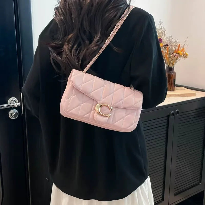 Bolsa Feminina Matelassê Rosa Chain Crossbody Premium Fashion