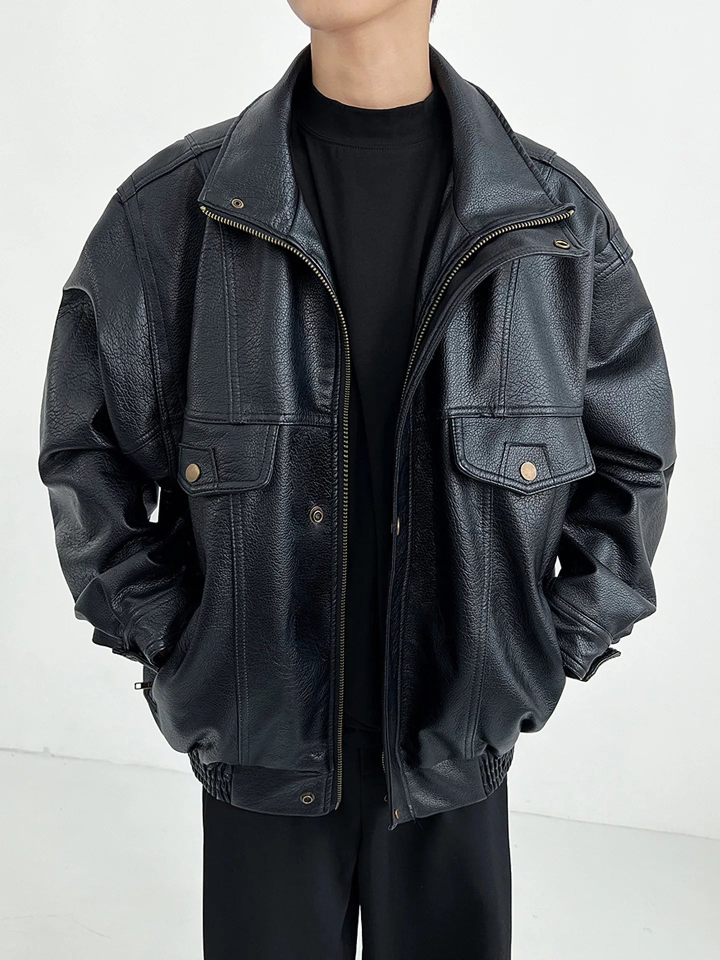 Jaqueta Leather Premium Masculina Motorcycle Streetwear