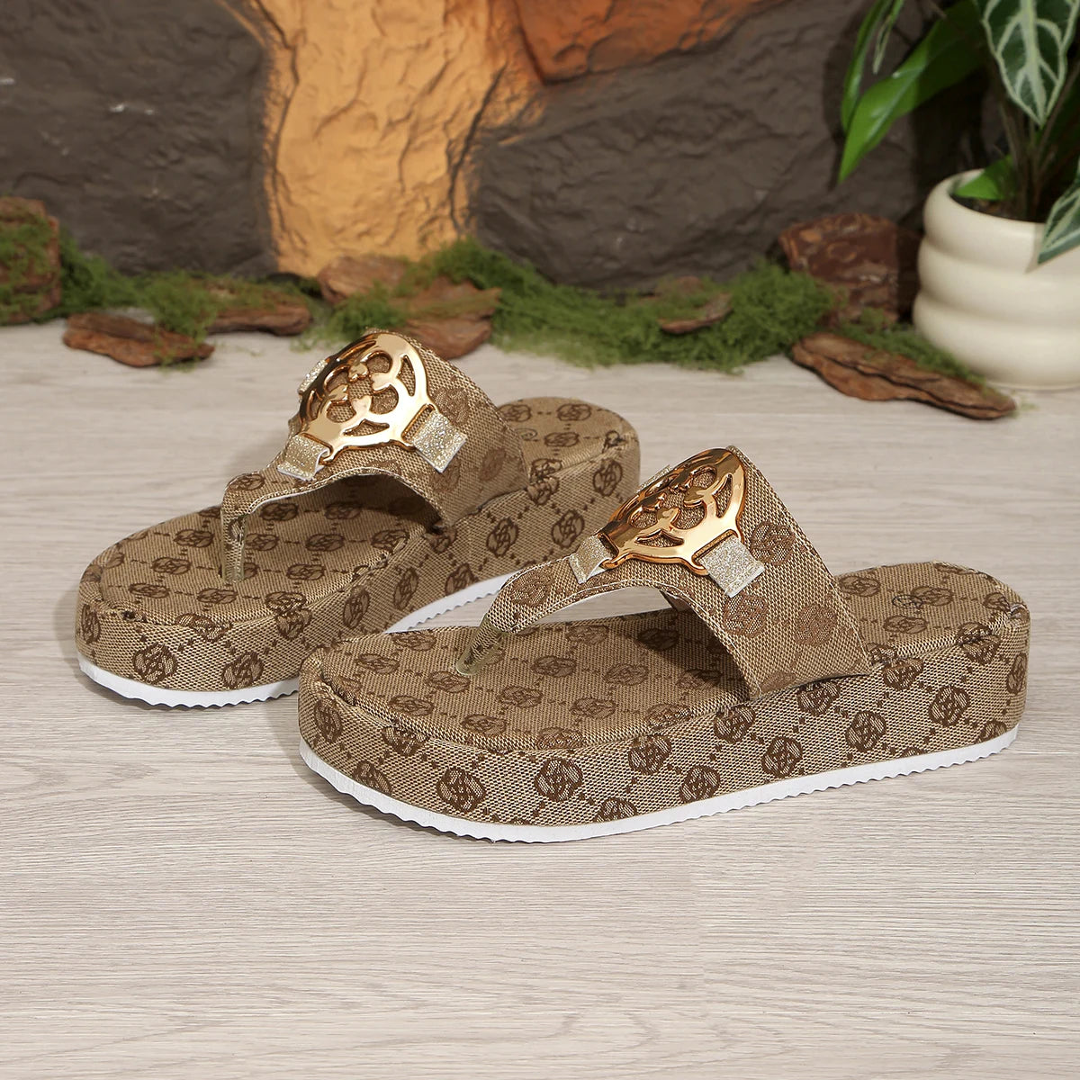 Slide Feminino Floral Platform Premium