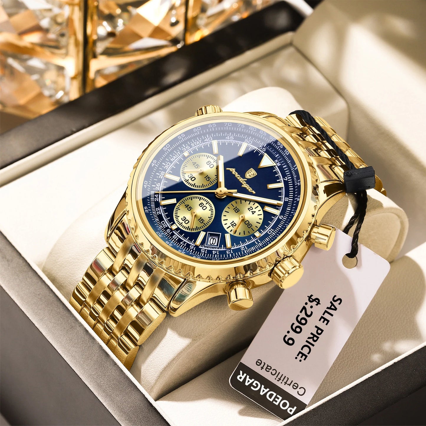 Relógio Masculino POEDAGAR Military Luxury Chronograph Premium