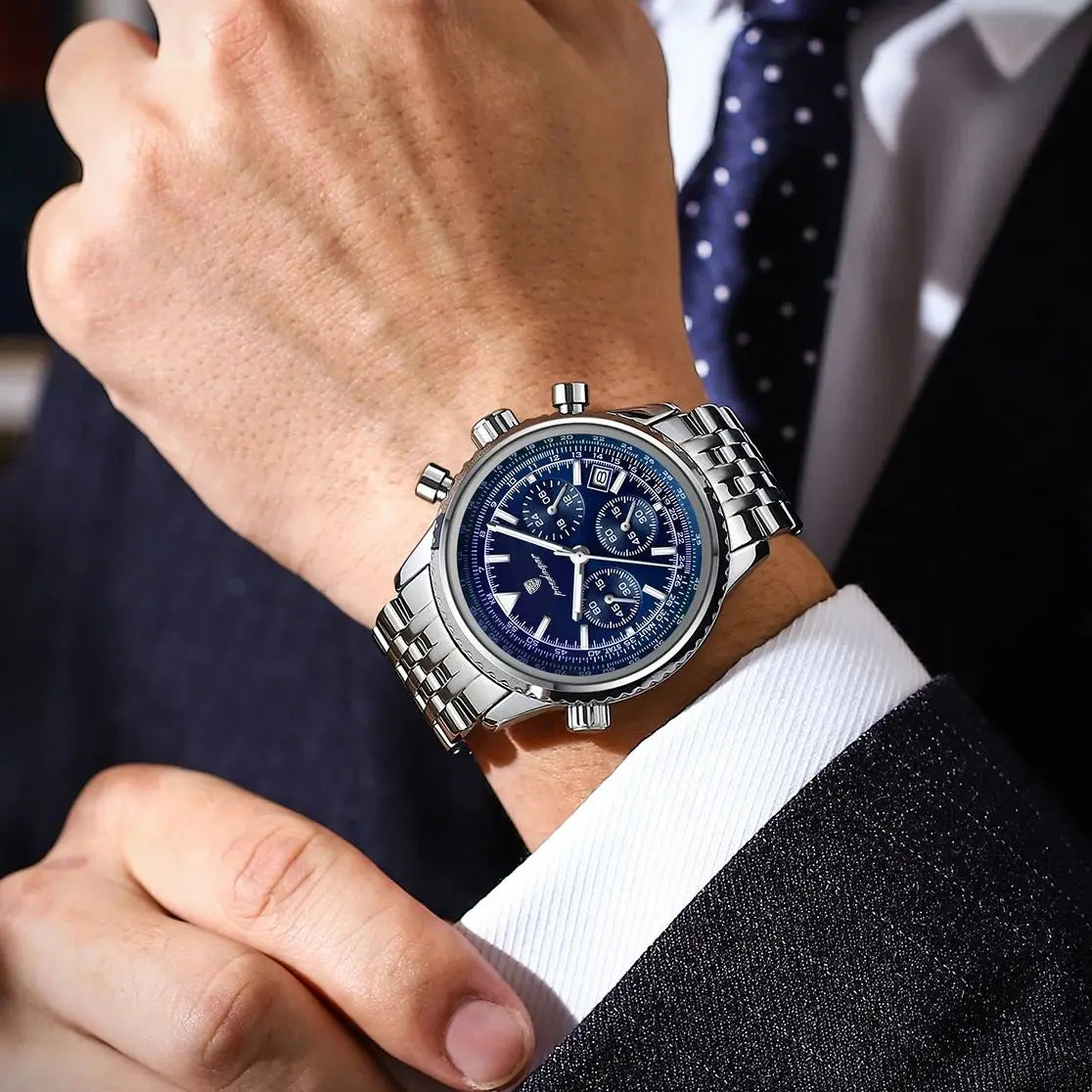 Relógio Masculino POEDAGAR Military Luxury Chronograph Premium