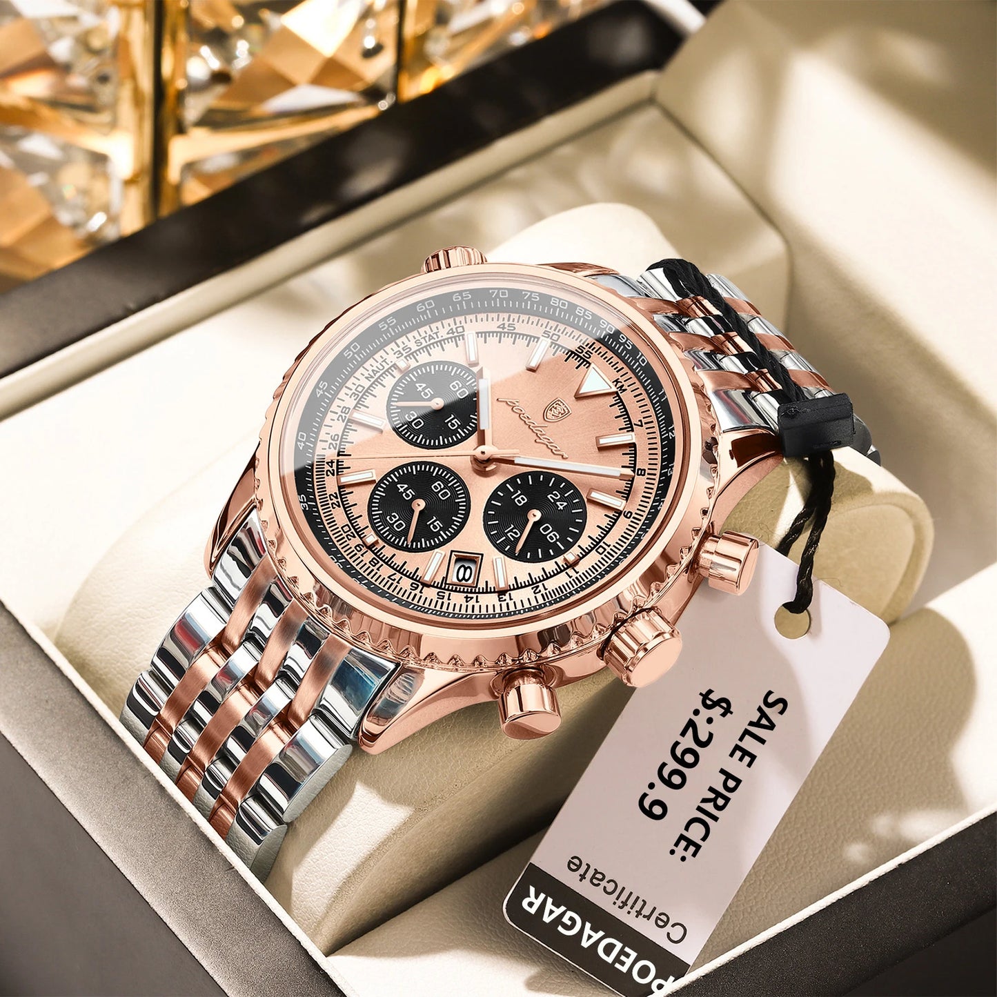 Relógio Masculino POEDAGAR Military Luxury Chronograph Premium