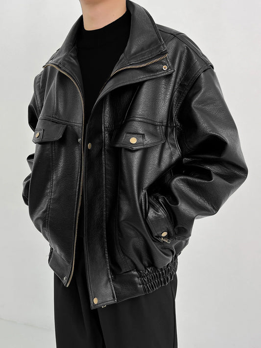 Jaqueta Leather Premium Masculina Motorcycle Streetwear