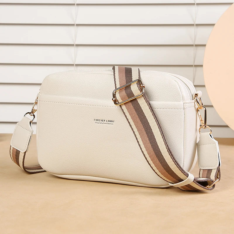 Bolsa Feminina Crossbody Multi Zíper PU Leather Premium Fashion