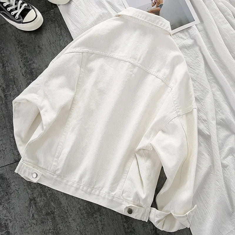 Jaqueta Jeans Feminina Branca Minimalista Premium
