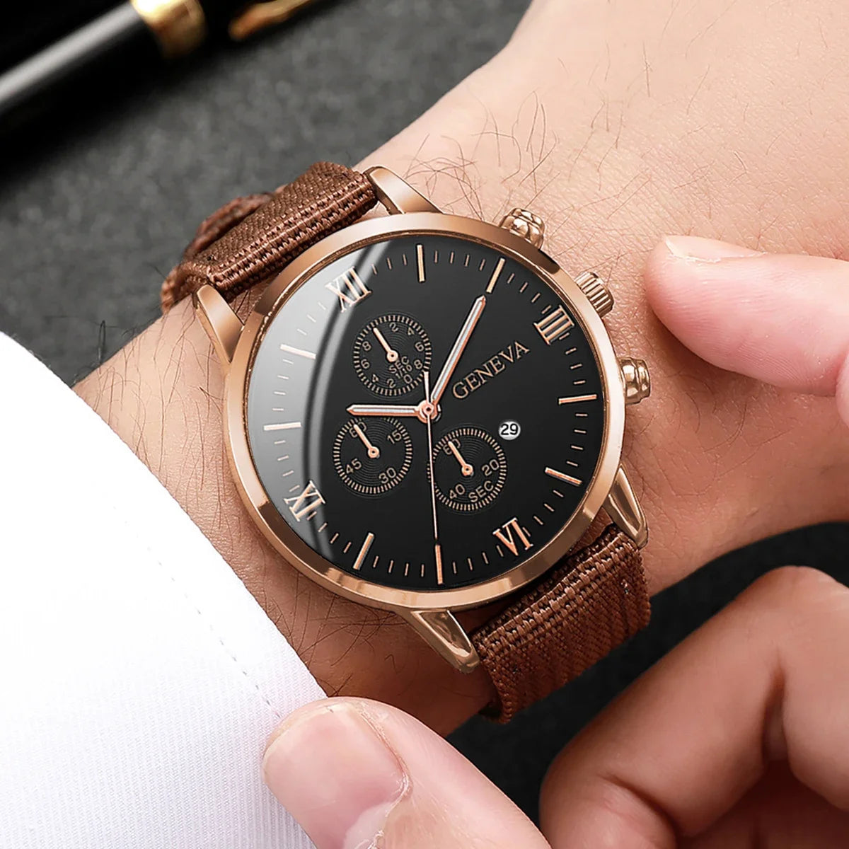 Kit Relógio Masculino Vintage Premium com Pulseiras