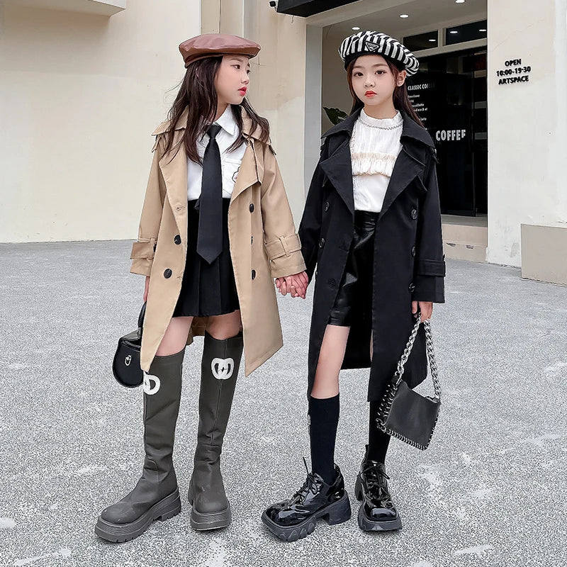Trench Coat Infantil Feminino Coreano Premium