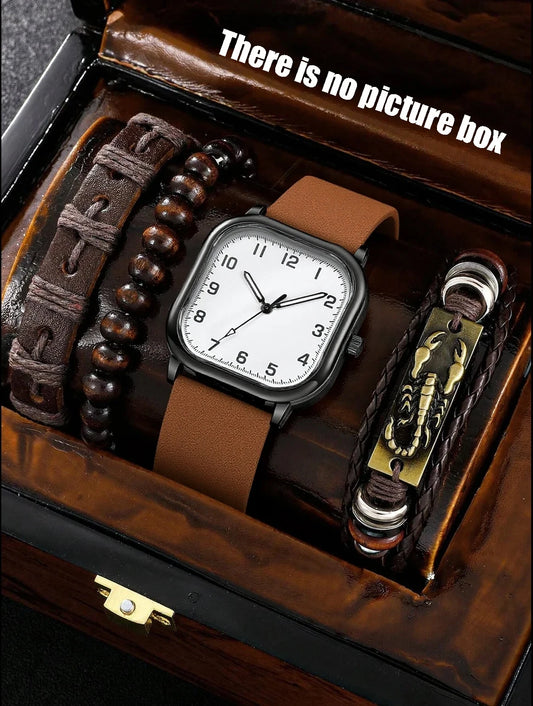 Kit Relógio Masculino Premium Pulseiras Business Casual