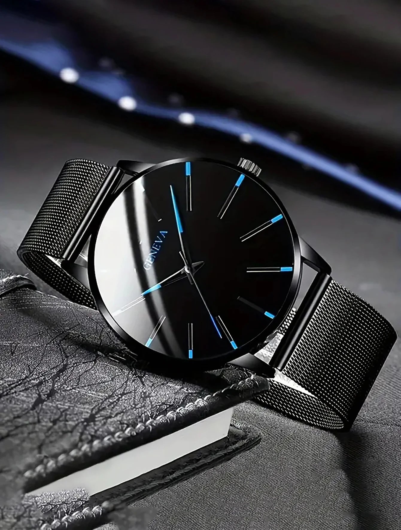 Kit Relógio Masculino Premium Mesh Preto e Pulseira
