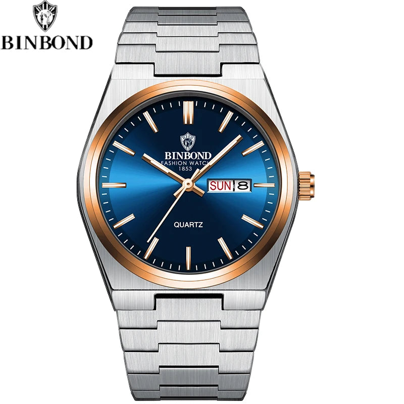 Relógio Masculino BINBOND Premium Business em Aço Inoxidável