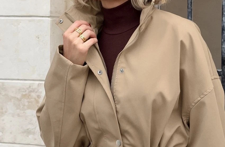 Jaqueta Feminina Retrô Oversized Windbreaker Premium