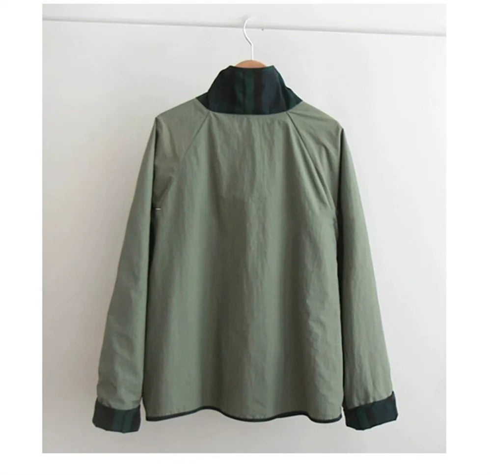 Jaqueta Feminina Xadrez Dupla Face Oversized