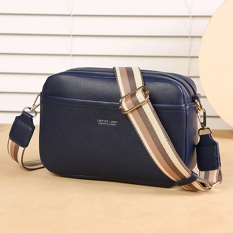 Bolsa Feminina Crossbody Multi Zíper PU Leather Premium Fashion