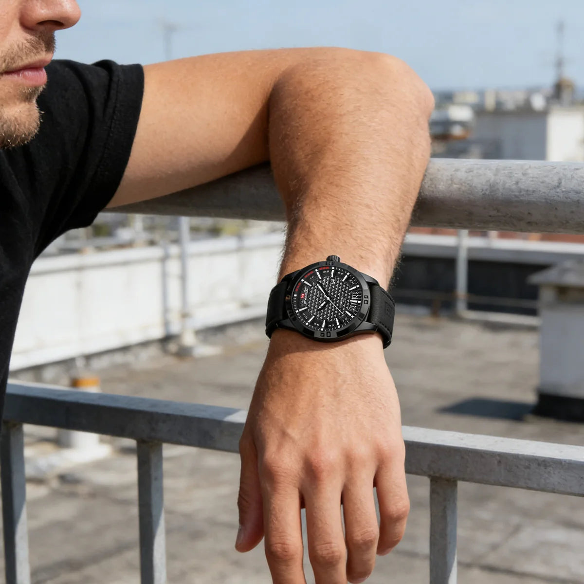 Relógio Masculino Premium Sport Casual em Couro 45mm