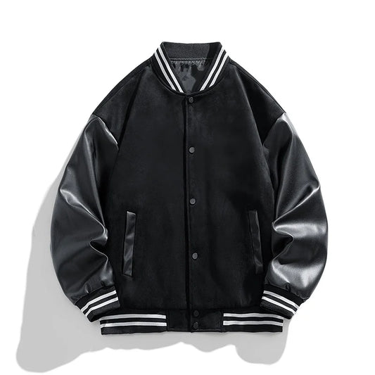 Jaqueta Varsity Masculina Premium em Couro e Lã