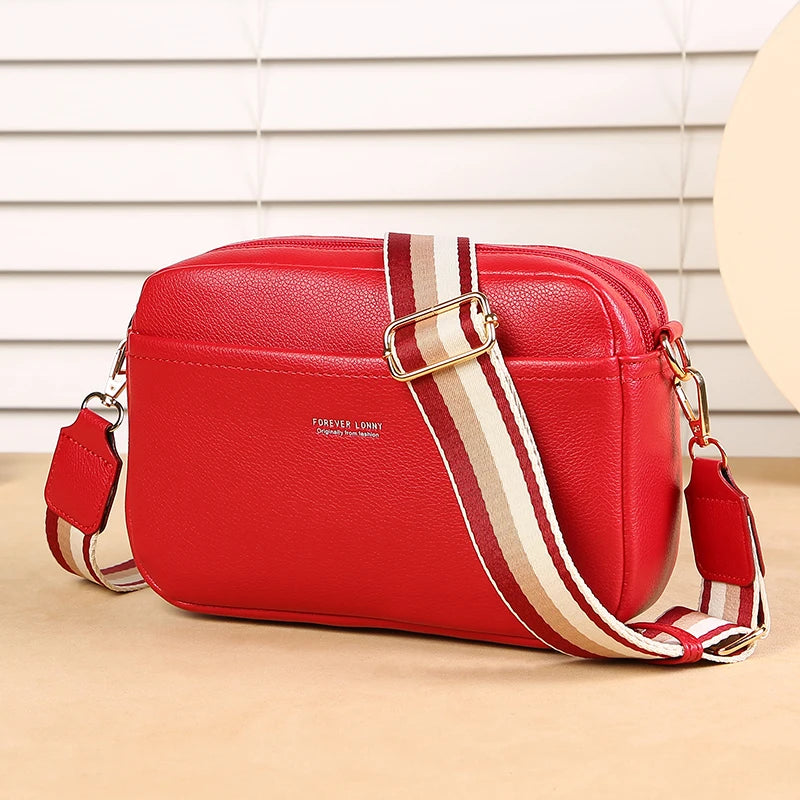 Bolsa Feminina Crossbody Multi Zíper PU Leather Premium Fashion