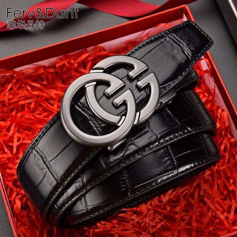 Cinto Masculino Couro Premium Fivela Automática Luxury Business