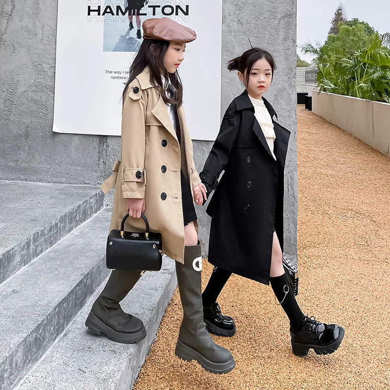 Trench Coat Infantil Feminino Coreano Premium