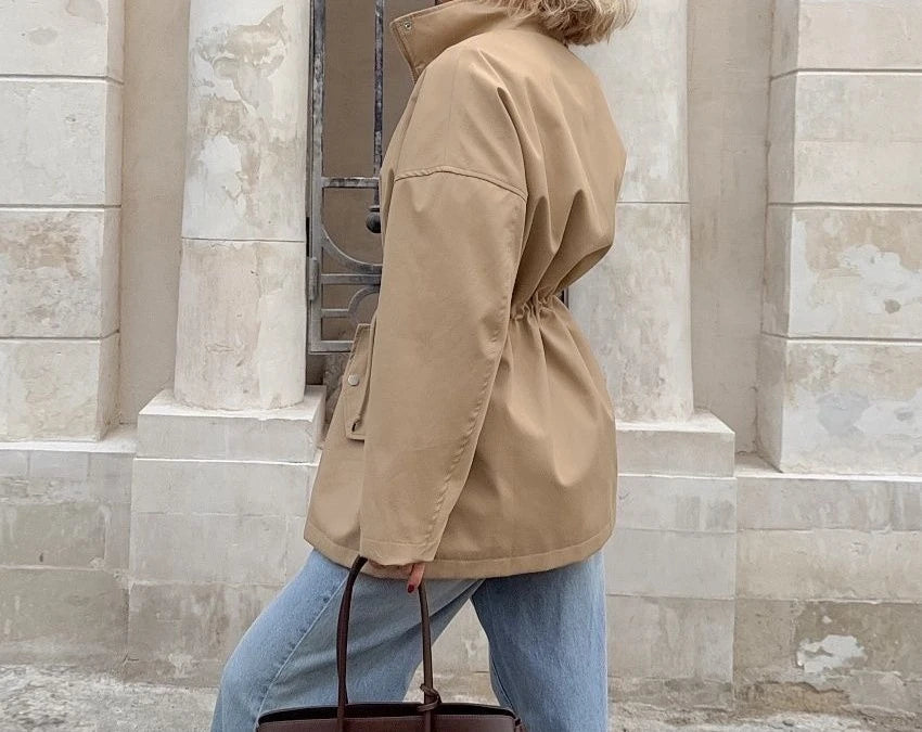 Jaqueta Feminina Retrô Oversized Windbreaker Premium
