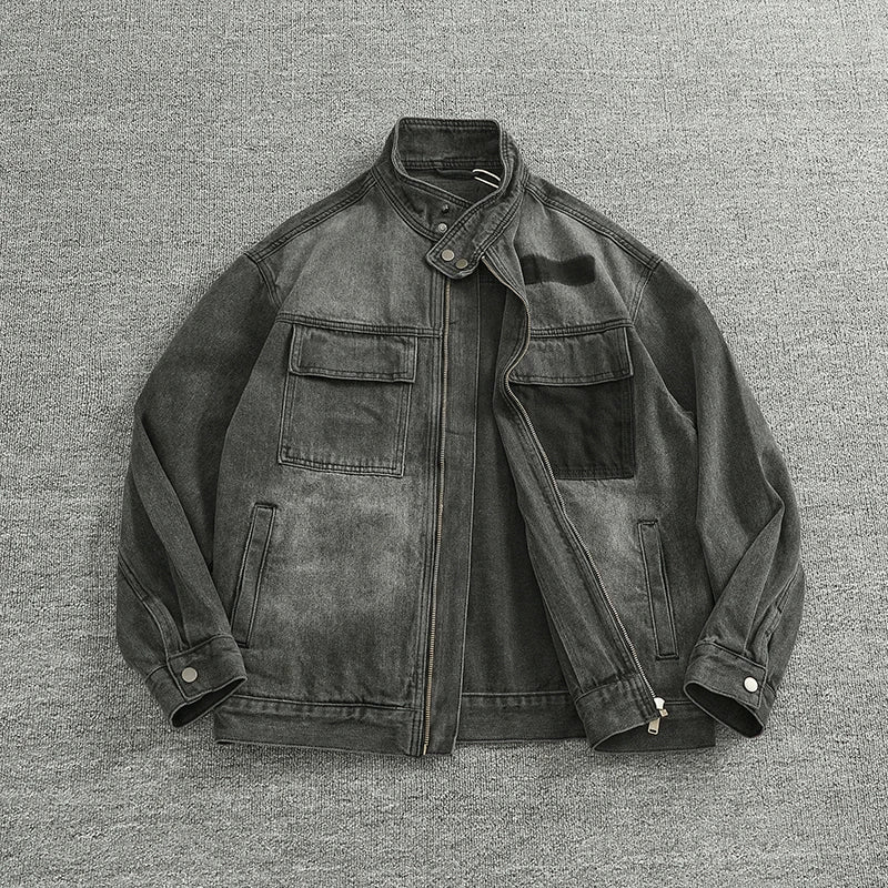 Jaqueta Jeans Masculina Biker Cargo Vintage Premium