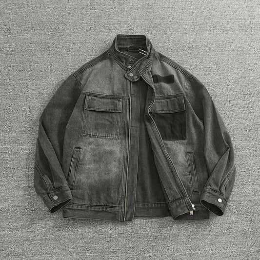 Jaqueta Jeans Masculina Biker Cargo Vintage Premium