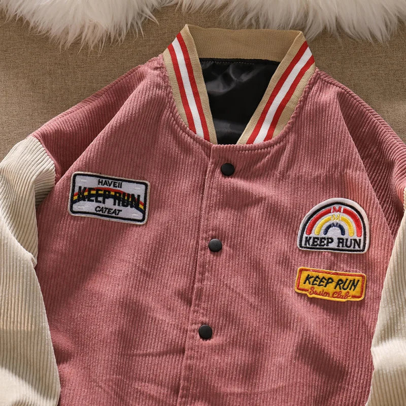 Jaqueta Varsity Masculina Cotelê Harajuku Premium